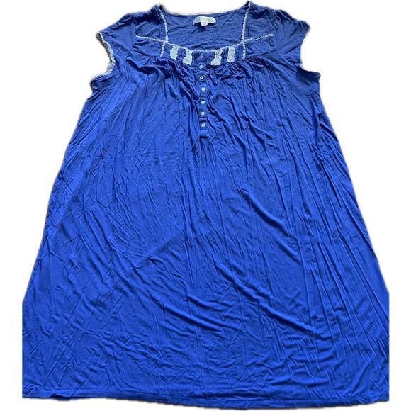 Eileen West Blue and White Night Gown Women’s Size 1X - Picture 1 of 6